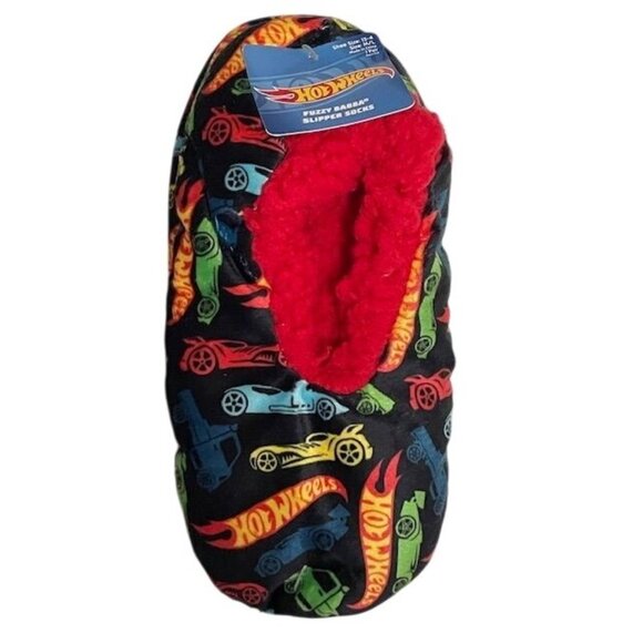Hot Wheels Boys Fluffy Slippers S/M Shoe Sz 8-13 (4446) - Picture 2 of 4